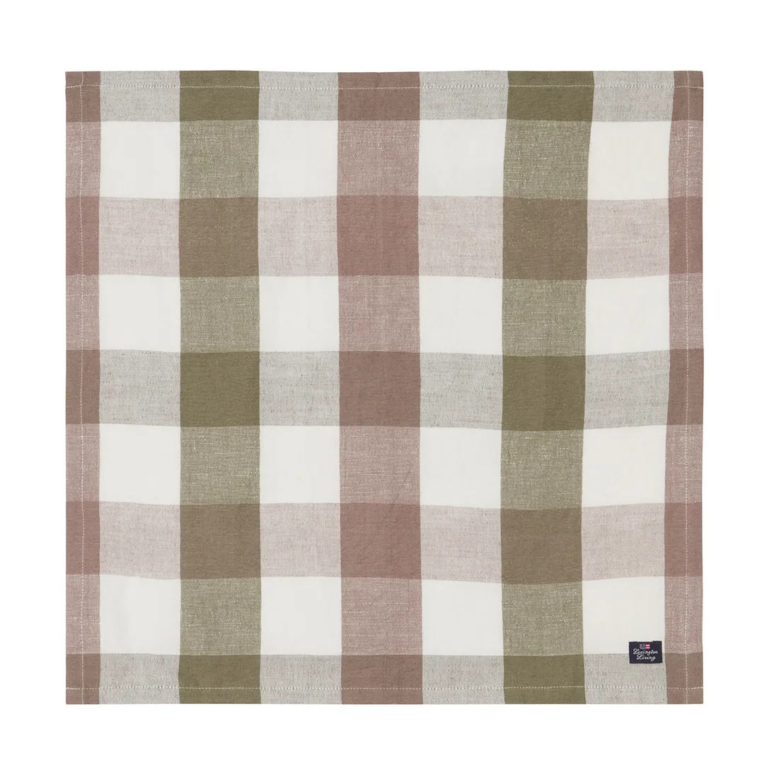 Lexington Checked Linen/Cotton tygservett 50x50 cm Olive
