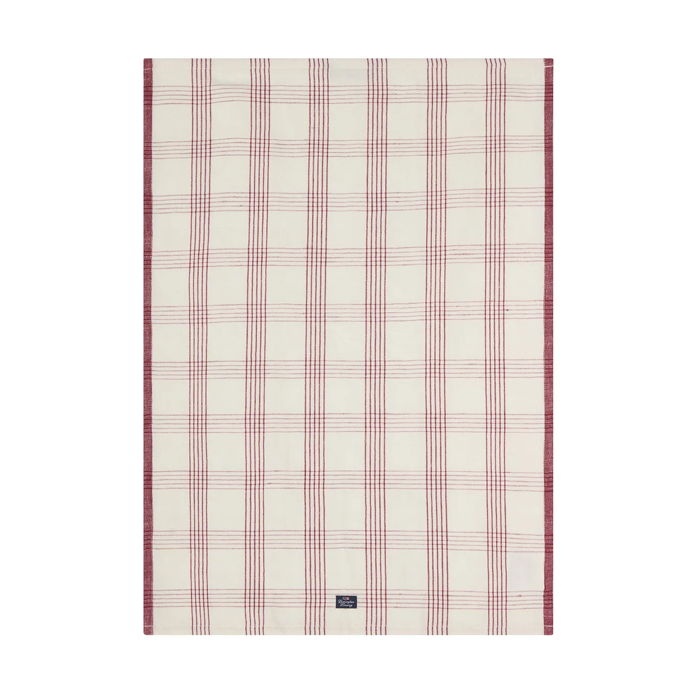 Checked linne/bomull kökshandduk 50x70 cm, White-red Lexington