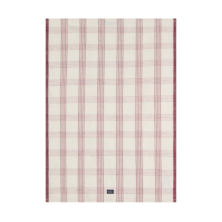 Checked linne/bomull kökshandduk 50x70 cm - White-red - Lexington