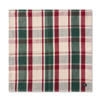 Checked linne/bomulls servett 50x50 cm - Green-red-beige - Lexington