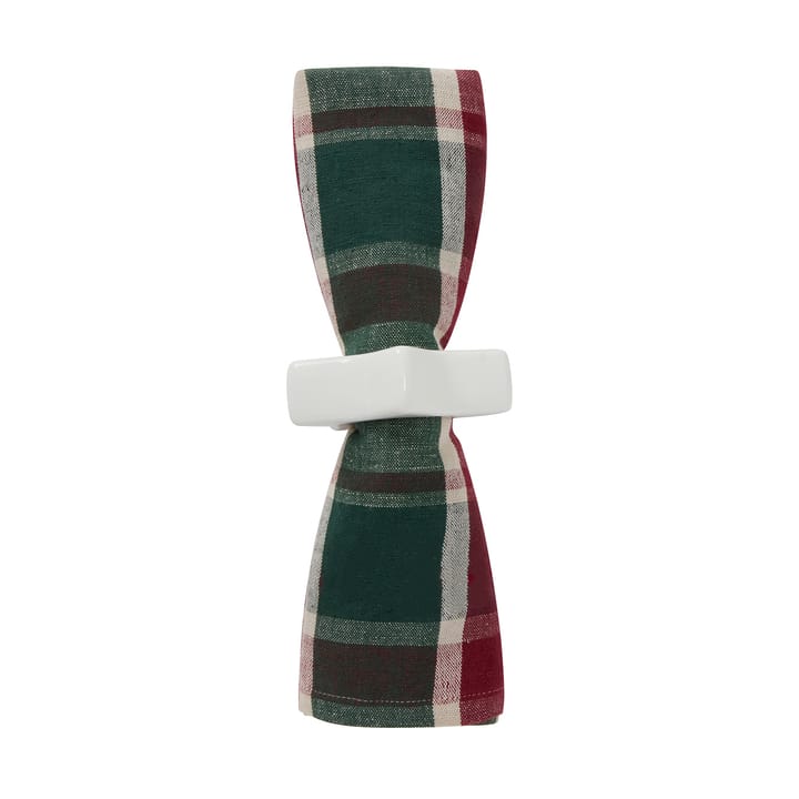 Checked linne/bomulls servett 50x50 cm, Green-red-beige Lexington