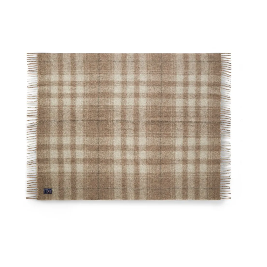 Checked Mohair Mix pläd 130x170 cm, Beige-white-gray Lexington