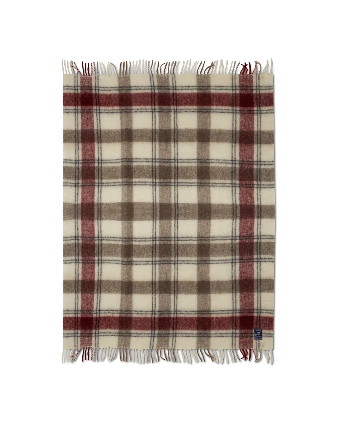 Checked Mohair Mix pläd 130x170 cm, Red-beige-white Lexington