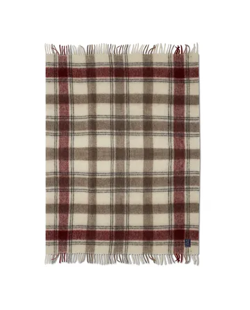 Checked Mohair Mix pläd 130x170 cm - Red-beige-white - Lexington
