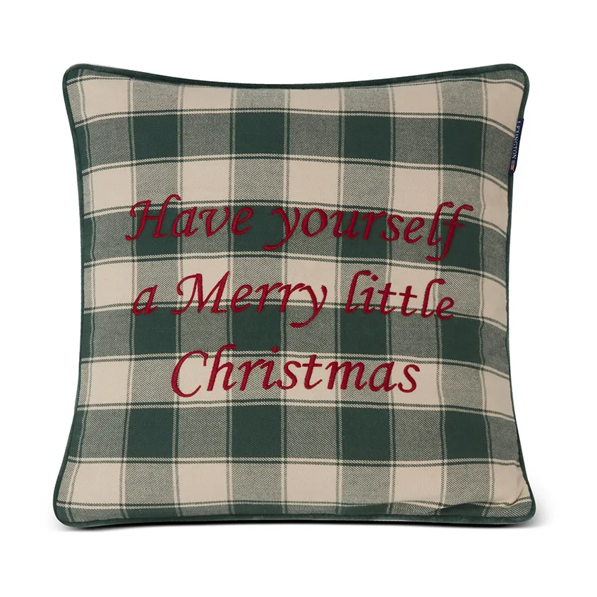 Checked Organic Cotton Flannel kuddfodral 50x50 cm, Merry Little Christmas Lexington