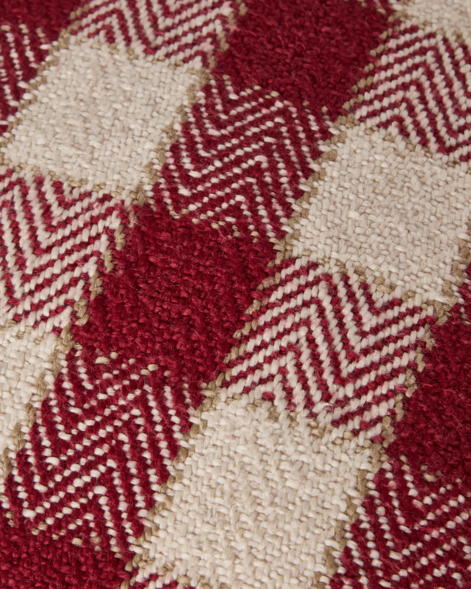Checked organic cotton fringe kuddfodral, Red-light beige-beige Lexington