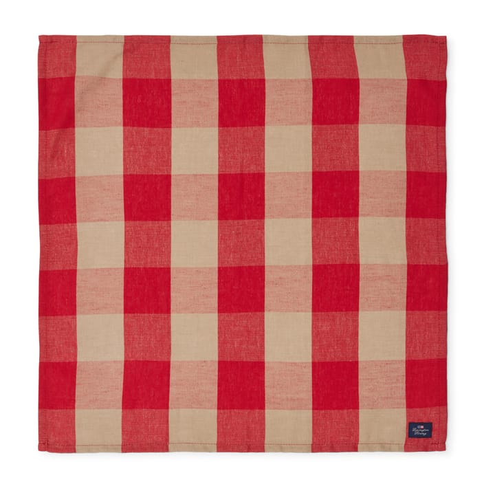 Checked Organic Cotton Linen servett 50x50 cm - Red-beige - Lexington