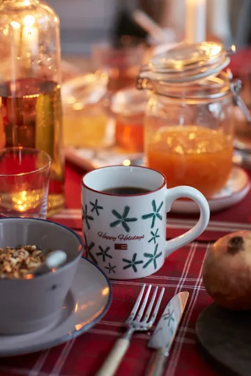 Checked Organic Cotton Oxford bordsduk 150x250 cm - Red-beige-green - Lexington