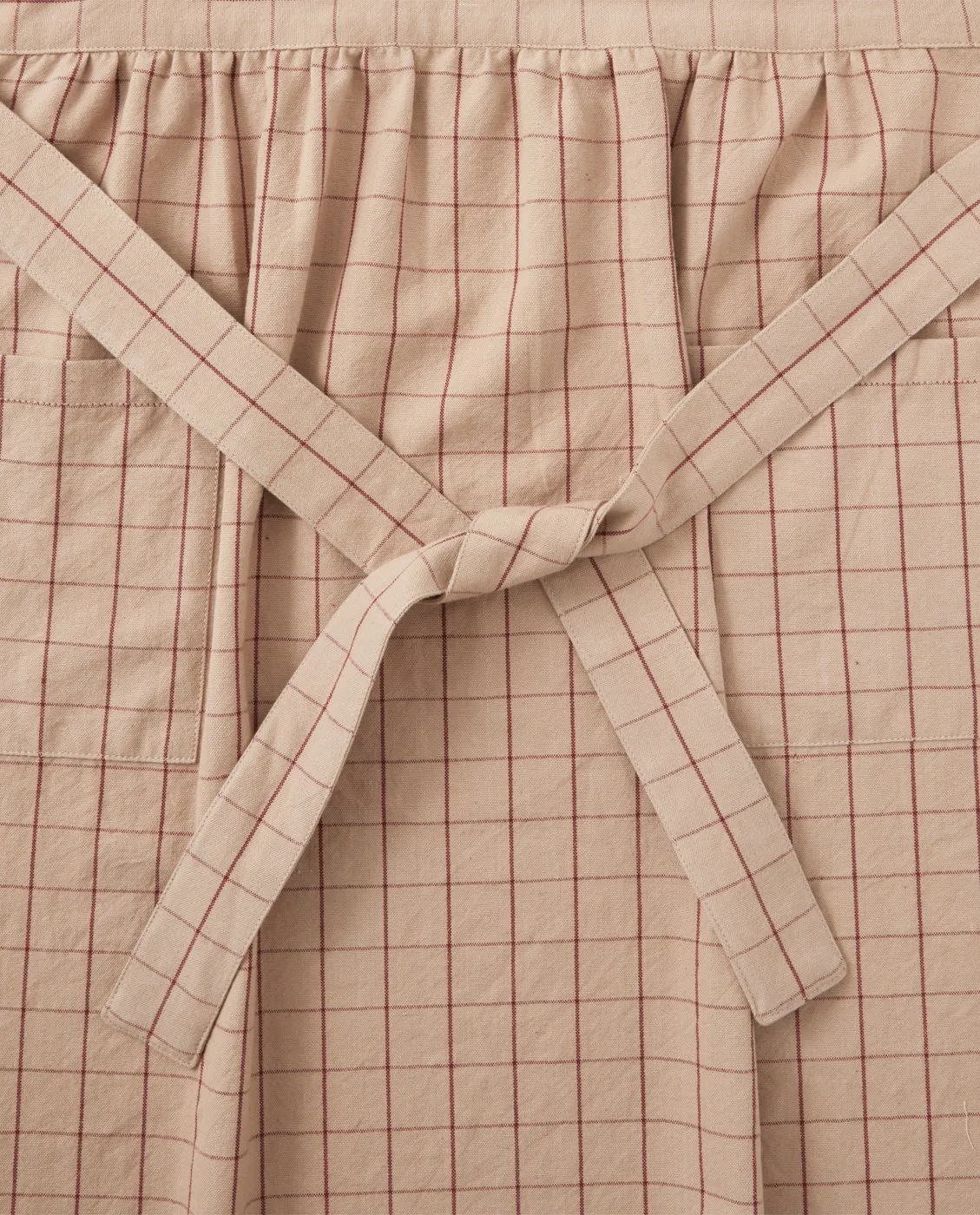 Checked Organic Cotton Oxford förkläde, Beige-red Lexington