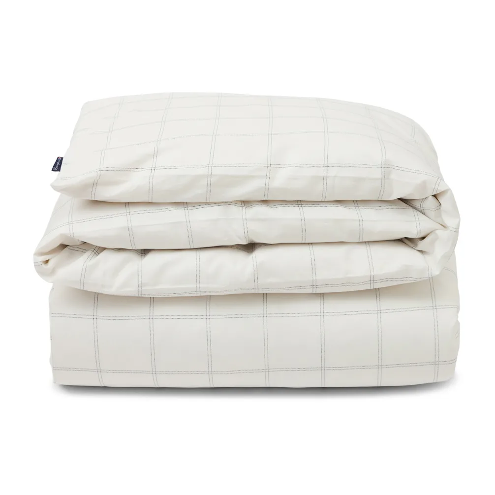 Checked påslakan bomull-lyocell 150x210 cm, Off white-dark blue Lexington