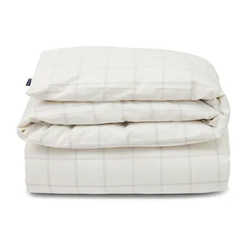 Checked påslakan bomull-lyocell 150x210 cm - Off white-dark blue - Lexington