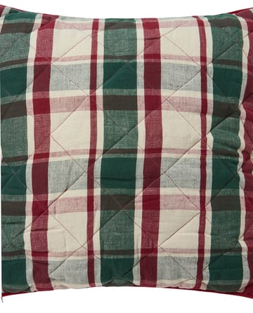 Checked quiltad linne/bomull kuddfodral 50x50 cm - Green-red-beige - Lexington