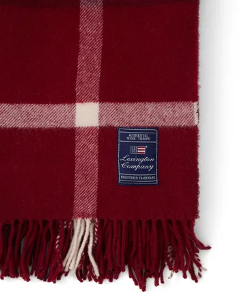 Checked Recycled pläd 130x170 cm - Röd-vit - Lexington