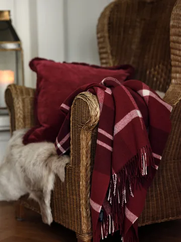 Checked Recycled pläd 130x170 cm - Röd-vit - Lexington