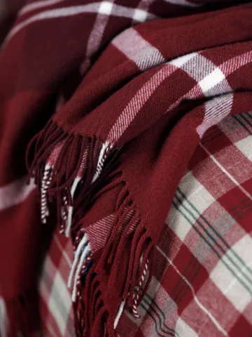 Checked Recycled pläd 130x170 cm - Röd-vit - Lexington