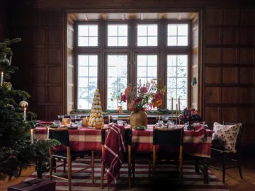 Checked Recycled pläd 130x170 cm - Röd-vit - Lexington