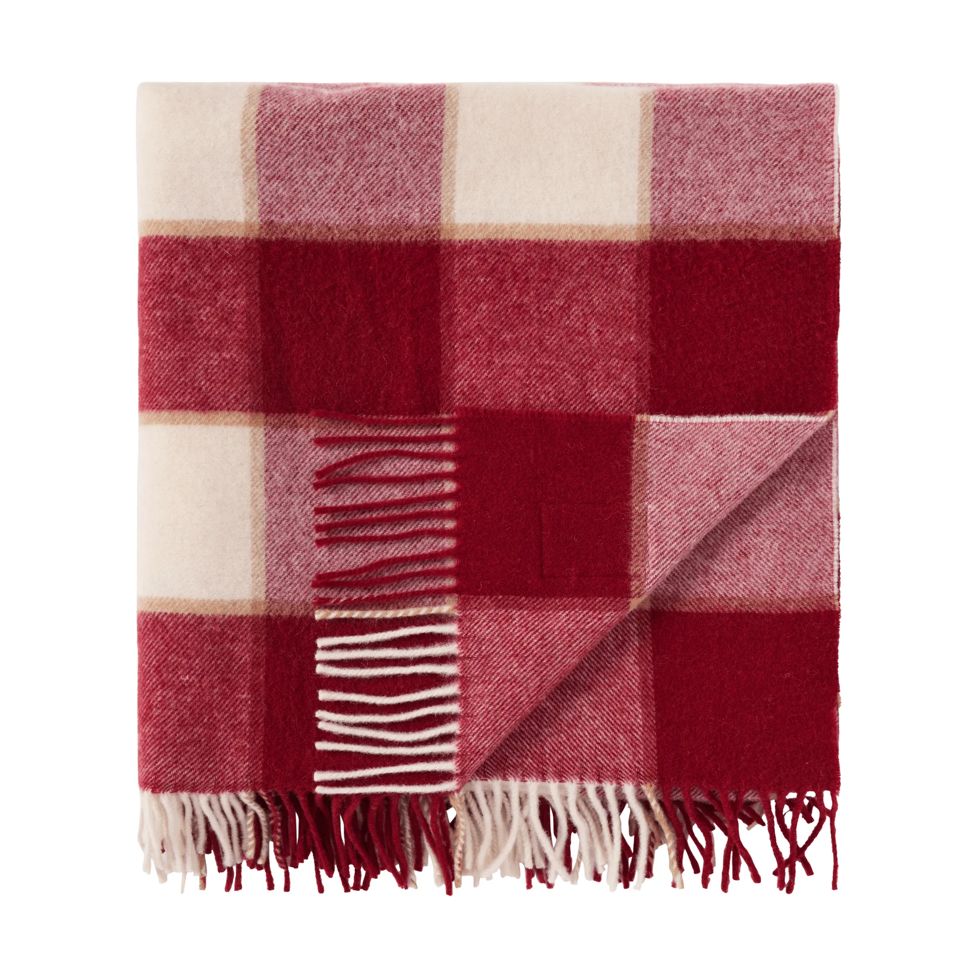 Checked Recycled Wool pläd 130x170 cm, Red-Light beige-beige Lexington