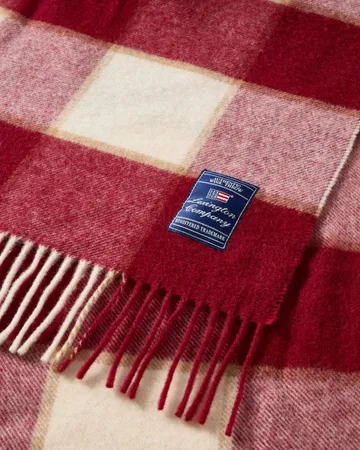 Checked Recycled Wool pläd 130x170 cm - Red-Light beige-beige - Lexington