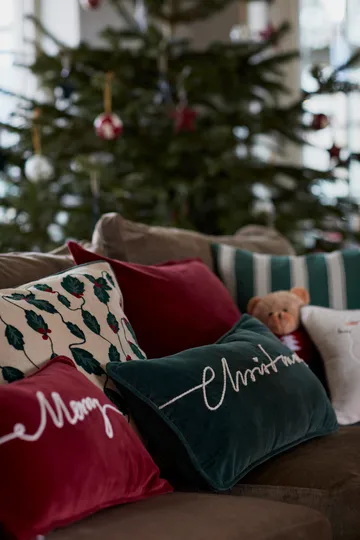 Christmas Cotton Velvet kudde 30x50 cm - Green - Lexington