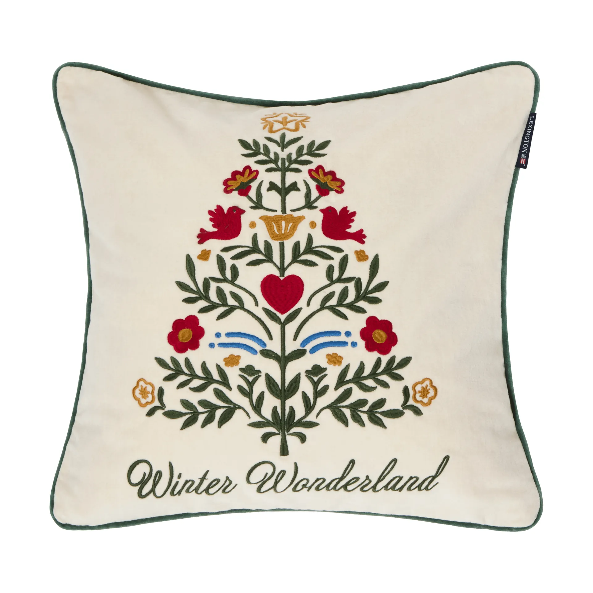Christmas Tree velvet kuddfodral, Light beige-multi, 50x50 cm Lexington