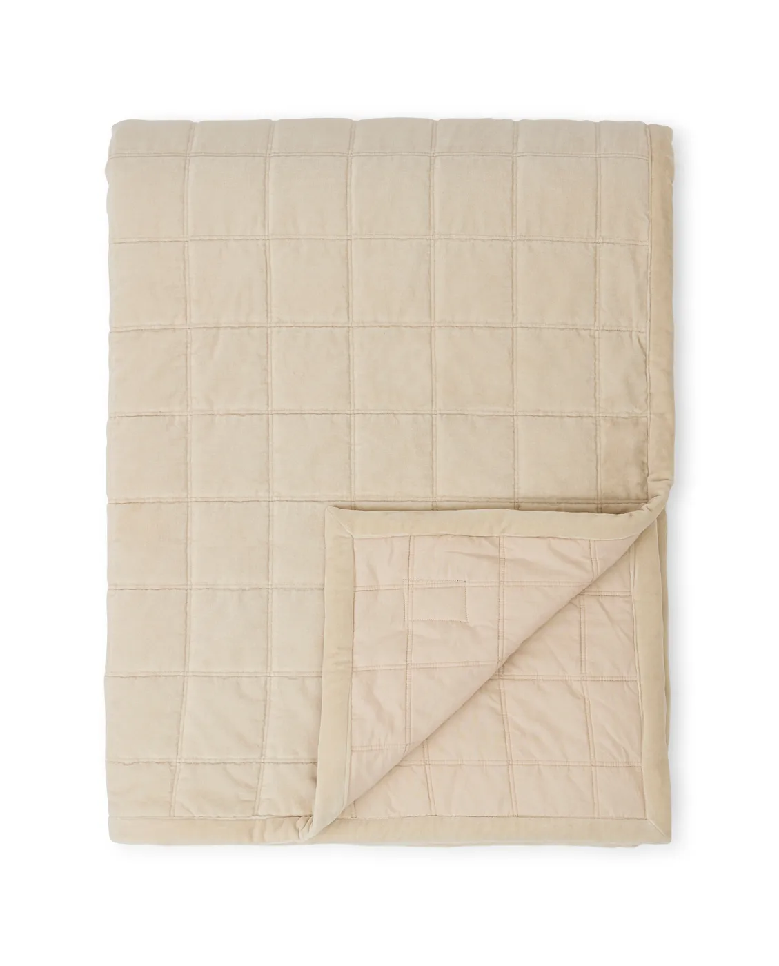 Cotton Velvet quilted överkast 160x240 cm, Light beige Lexington