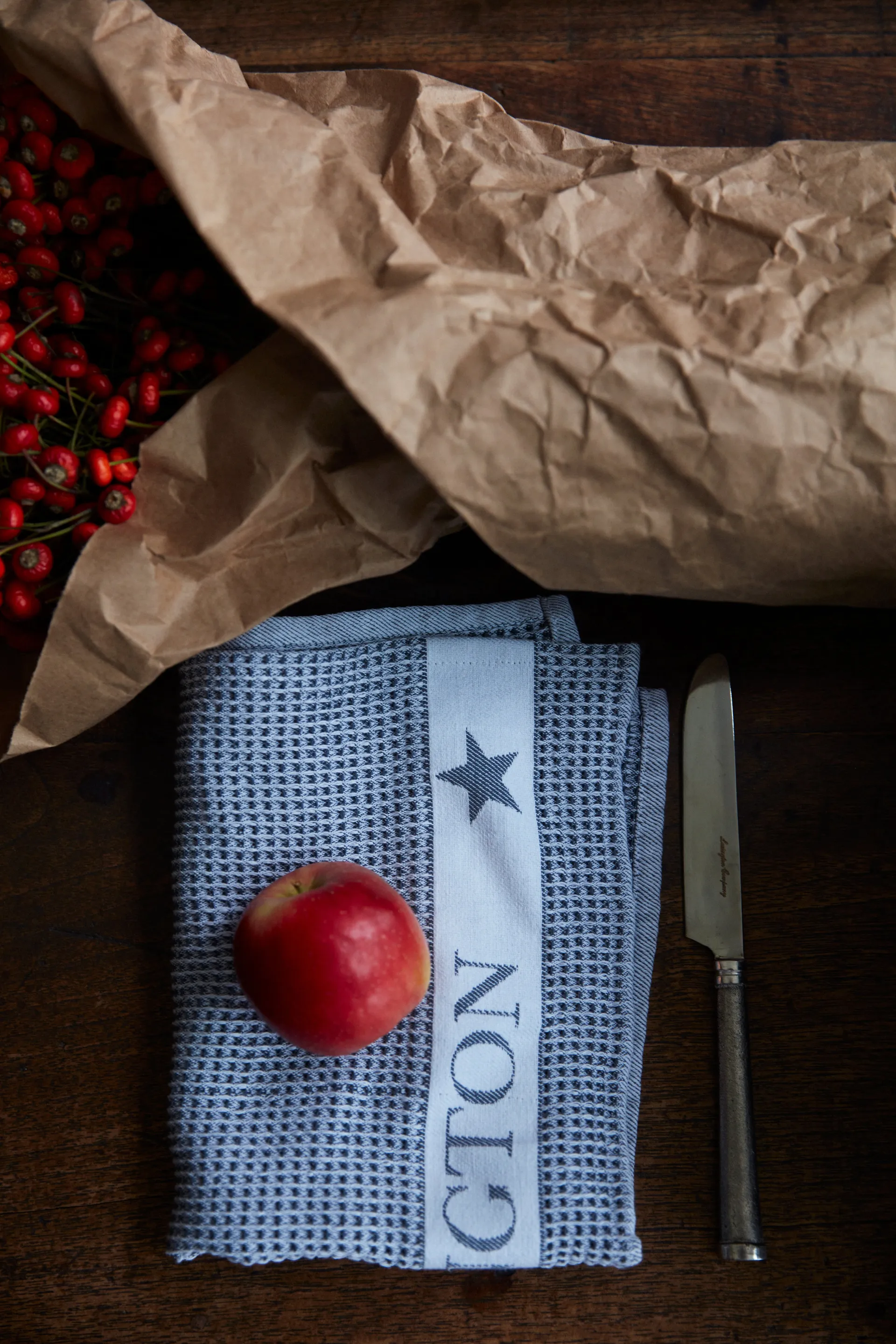 Cotton Waffle kökshandduk 45x70 cm, Dark gray-white Lexington