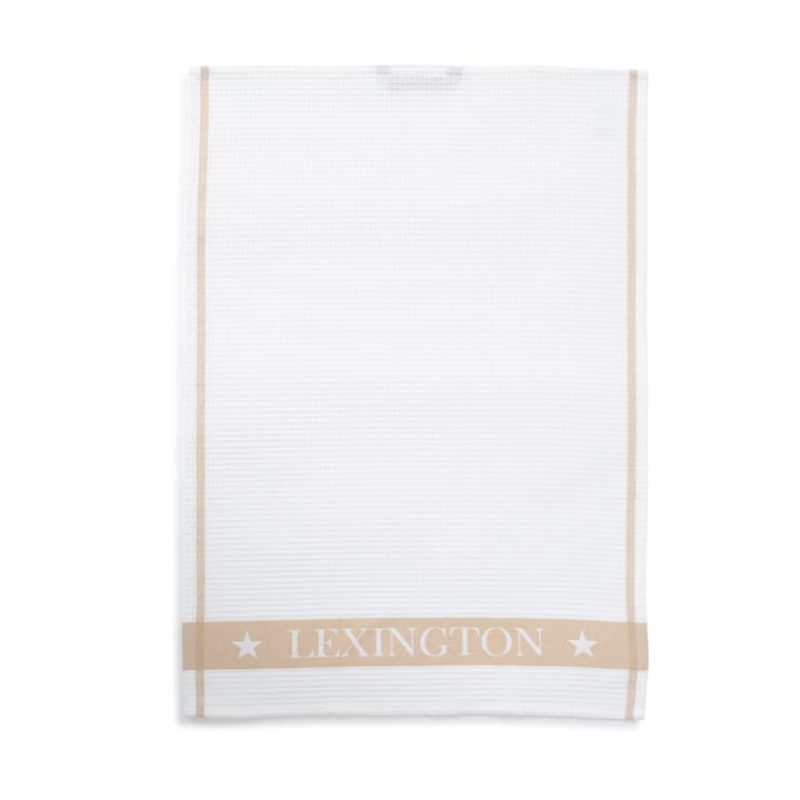 Cotton Waffle Logo kökshandduk 50x70 cm - Vit-beige - Lexington