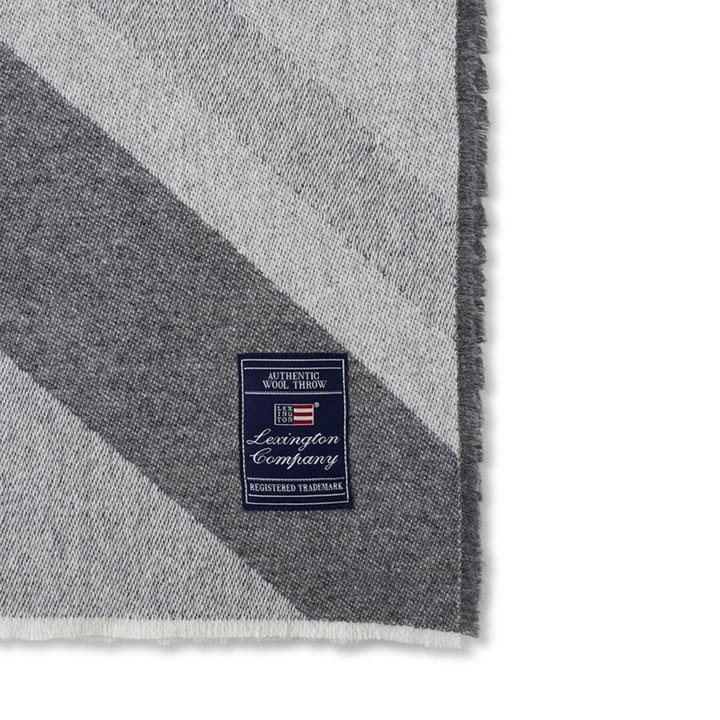 Diagonal Striped Logo pläd ullmix 130x170 cm - Grå - Lexington
