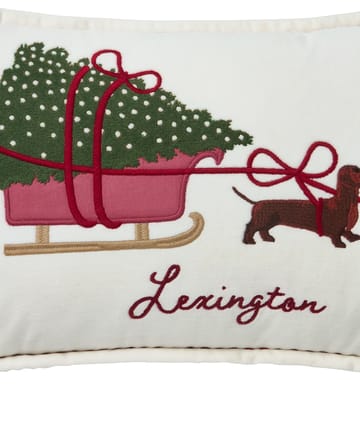 Dog sleigh ekologisk sammetsbomull kudde 30x50 cm - White - Lexington