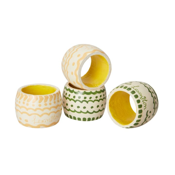 Easter Ring in Wood servettring 4-pack - Green-yellow - Lexington