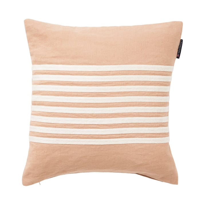 Emboidery Striped Linen/Cotton kuddfodral 50x50 cm, Beige-white Lexington