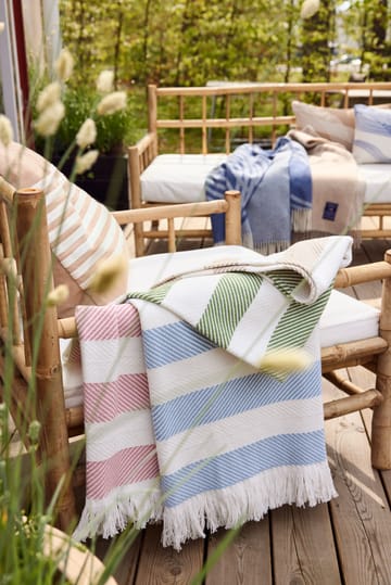 Emboidery Striped Linen/Cotton kuddfodral 50x50 cm - Beige-white - Lexington