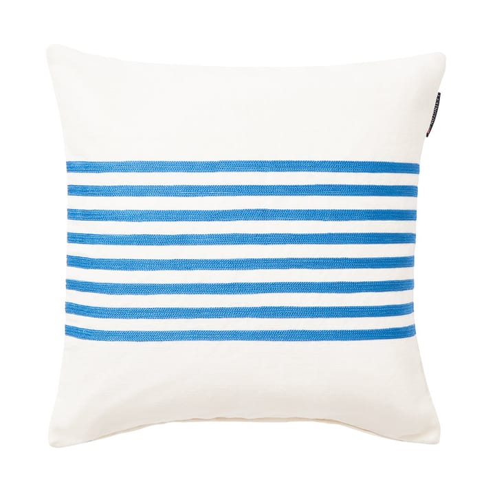 Emboidery Striped Linen/Cotton kuddfodral 50x50 cm, Off White-blue Lexington