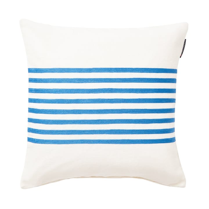 Emboidery Striped Linen/Cotton kuddfodral 50x50 cm - Off White-blue - Lexington