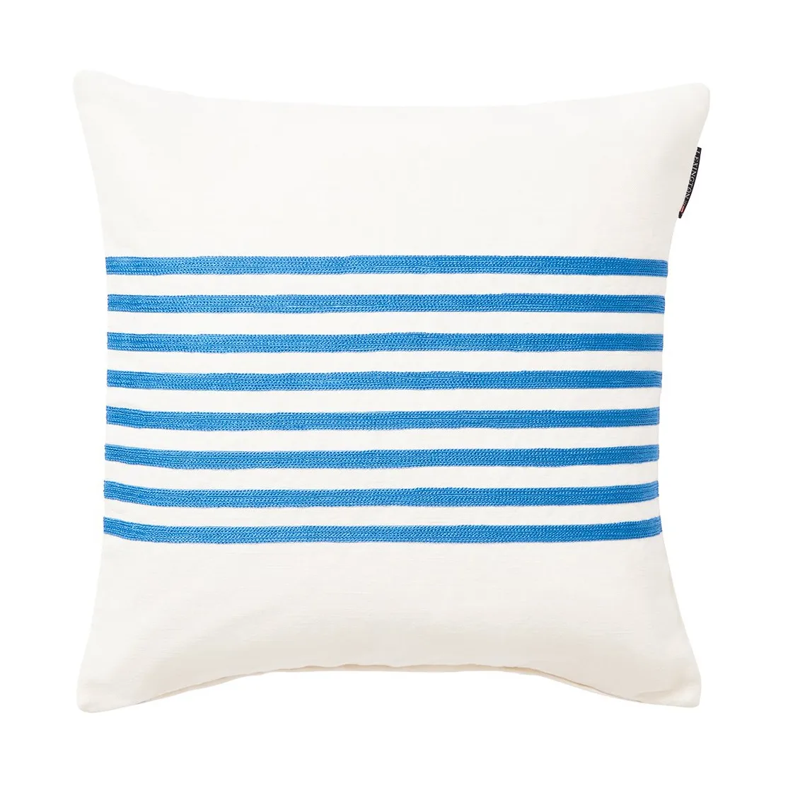 Lexington Emboidery Striped Linen/Cotton kuddfodral 50x50 cm Off White-blue