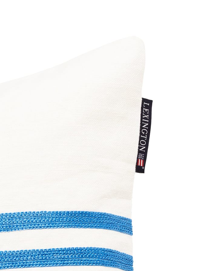 Emboidery Striped Linen/Cotton kuddfodral 50x50 cm, Off White-blue Lexington