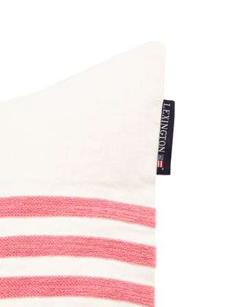 Emboidery Striped Linen/Cotton kuddfodral 50x50 cm - Off White-red - Lexington