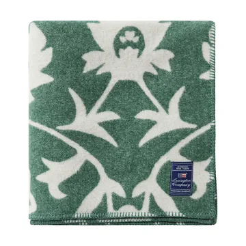 Flower jacquardvävd ullfilt - Green-Light beige - Lexington