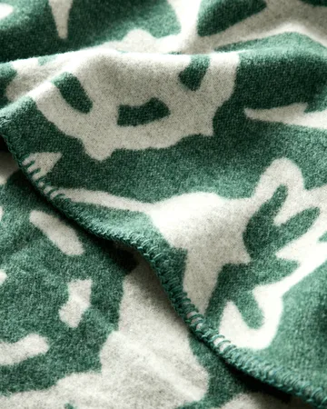 Flower jacquardvävd ullfilt - Green-Light beige - Lexington