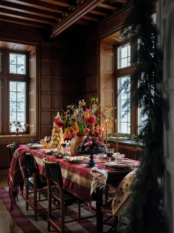 Flower linen-cotton servett 50x50 cm - Vit-röd - Lexington