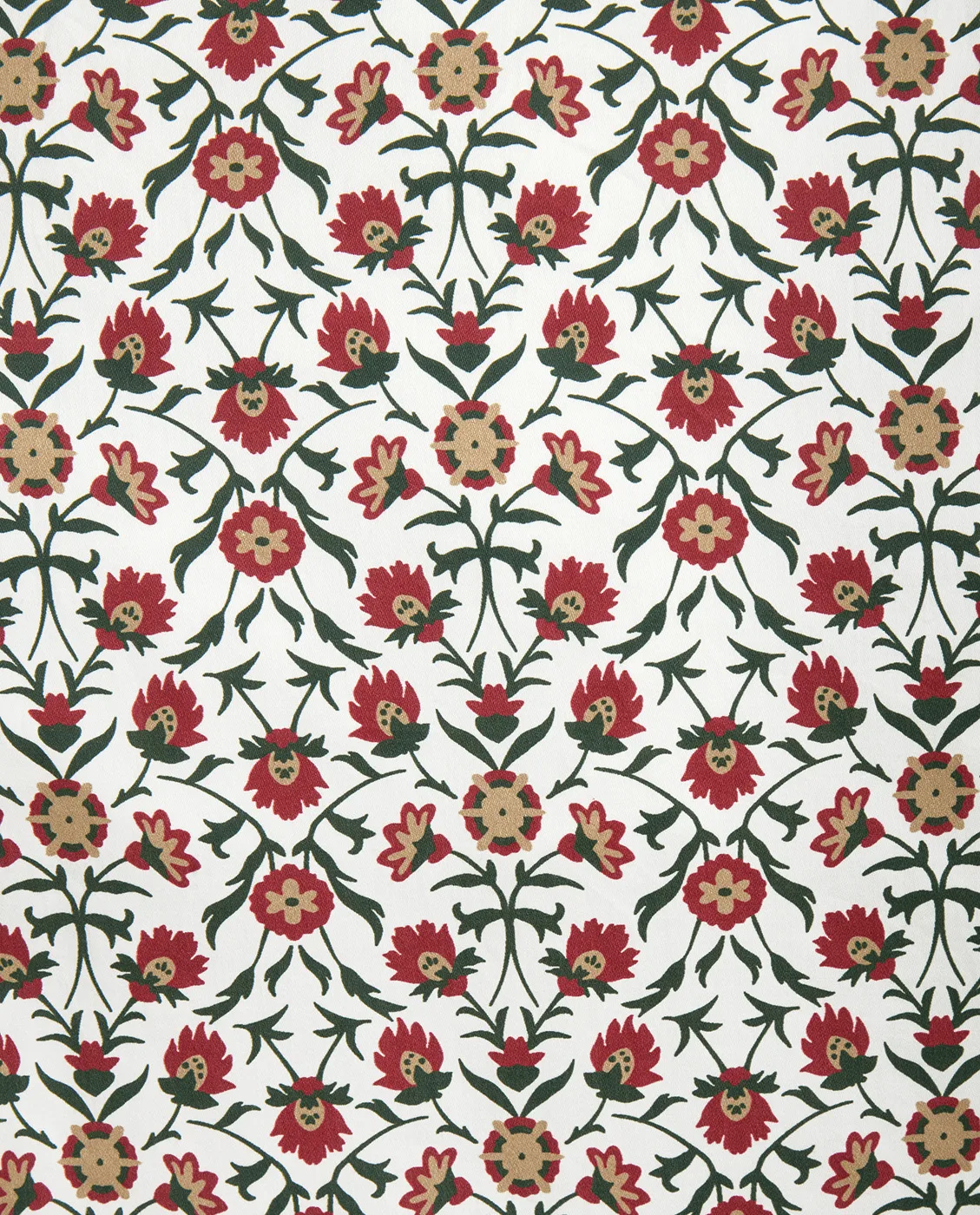 Flower printed cotton sateen örngott 50x90 cm, White-red-green-beige Lexington