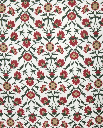 Flower printed cotton sateen örngott 50x90 cm - White-red-green-beige - Lexington