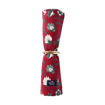Flower printed ekologisk bomullservett - Red-beige-green - Lexington
