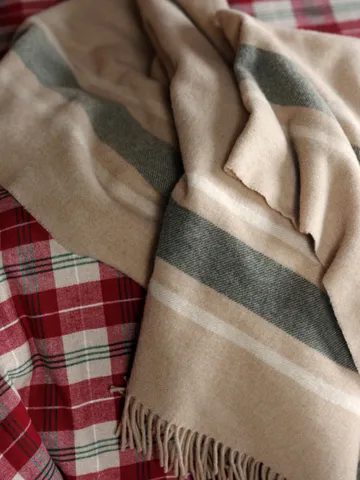 Frame checked recycled pläd 130x170 cm - Beige-grön - Lexington