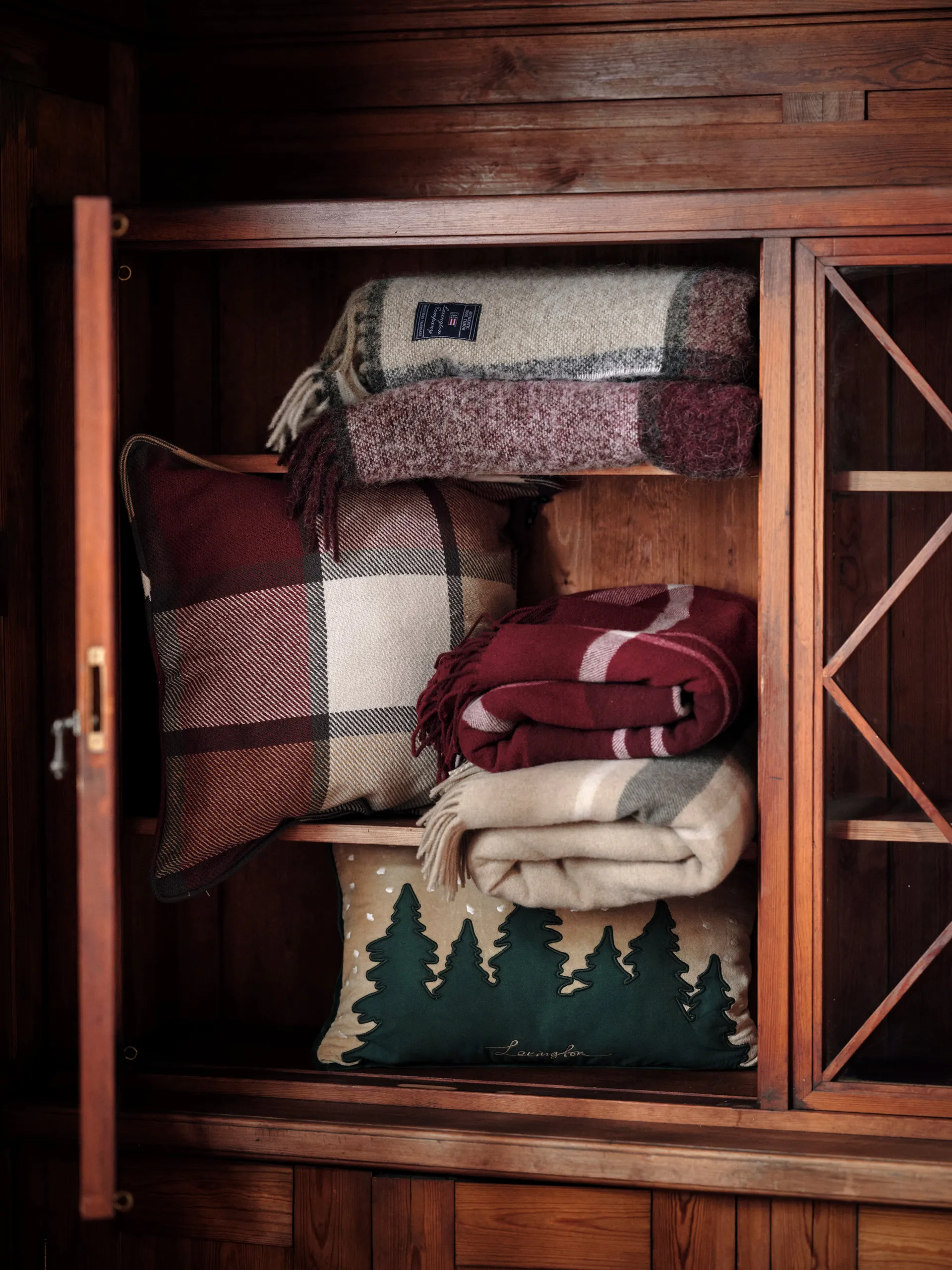 Frame checked recycled pläd 130x170 cm, Beige-grön Lexington