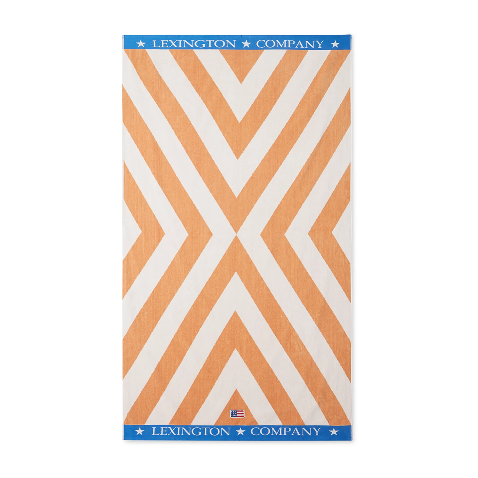 Graphic Cotton Velour strandhandduk 100x180 cm, Beige-vit-blå Lexington