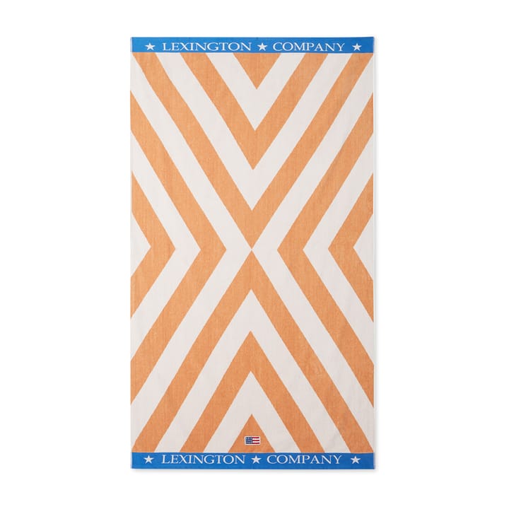 Graphic Cotton Velour strandhandduk 100x180 cm - Beige-vit-blå - Lexington