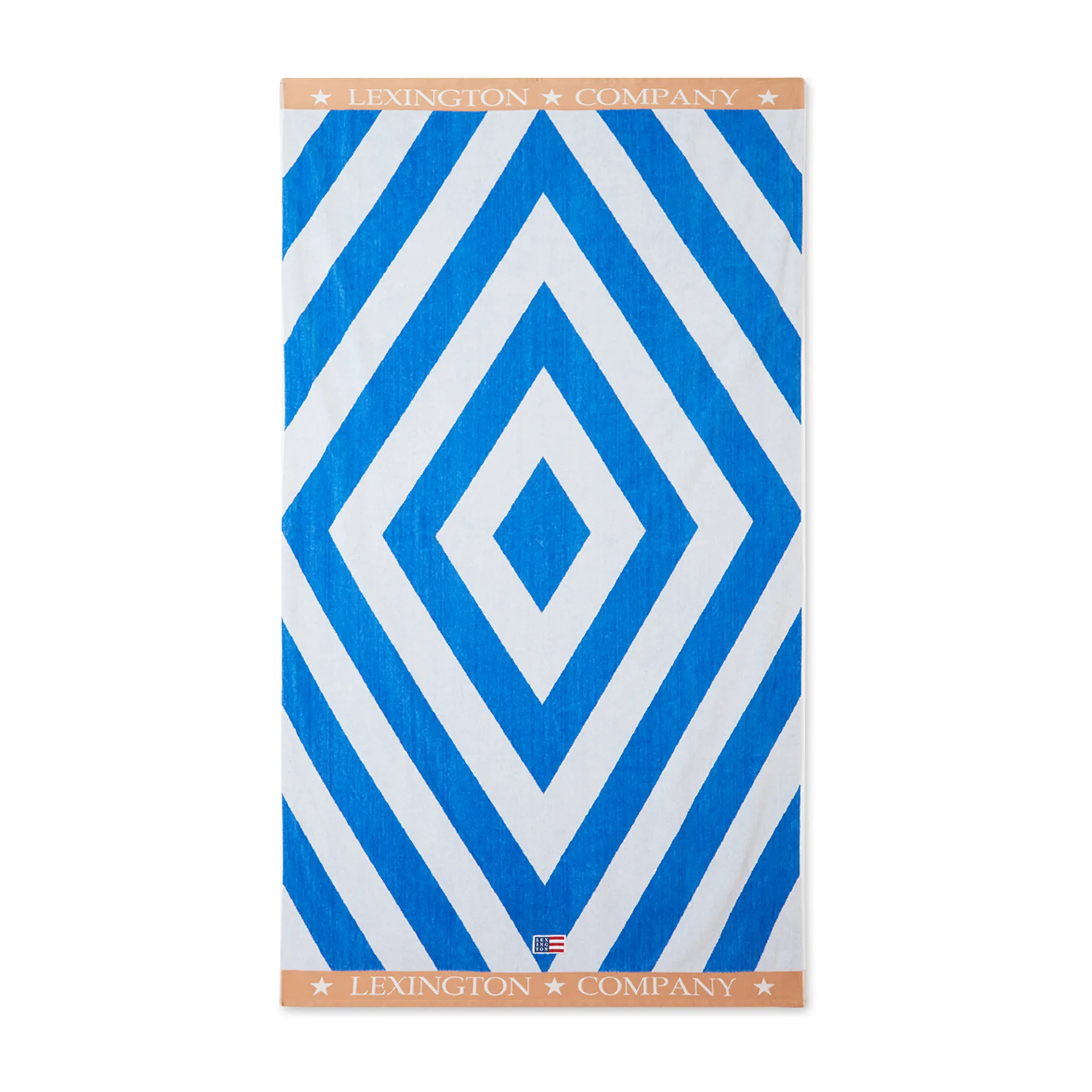 Graphic Cotton Velour strandhandduk 100x180 cm, Blå-vit-beige Lexington