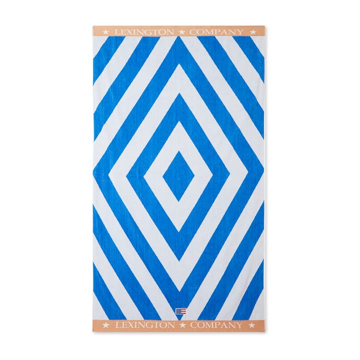 Graphic Cotton Velour strandhandduk 100x180 cm, Blå-vit-beige Lexington