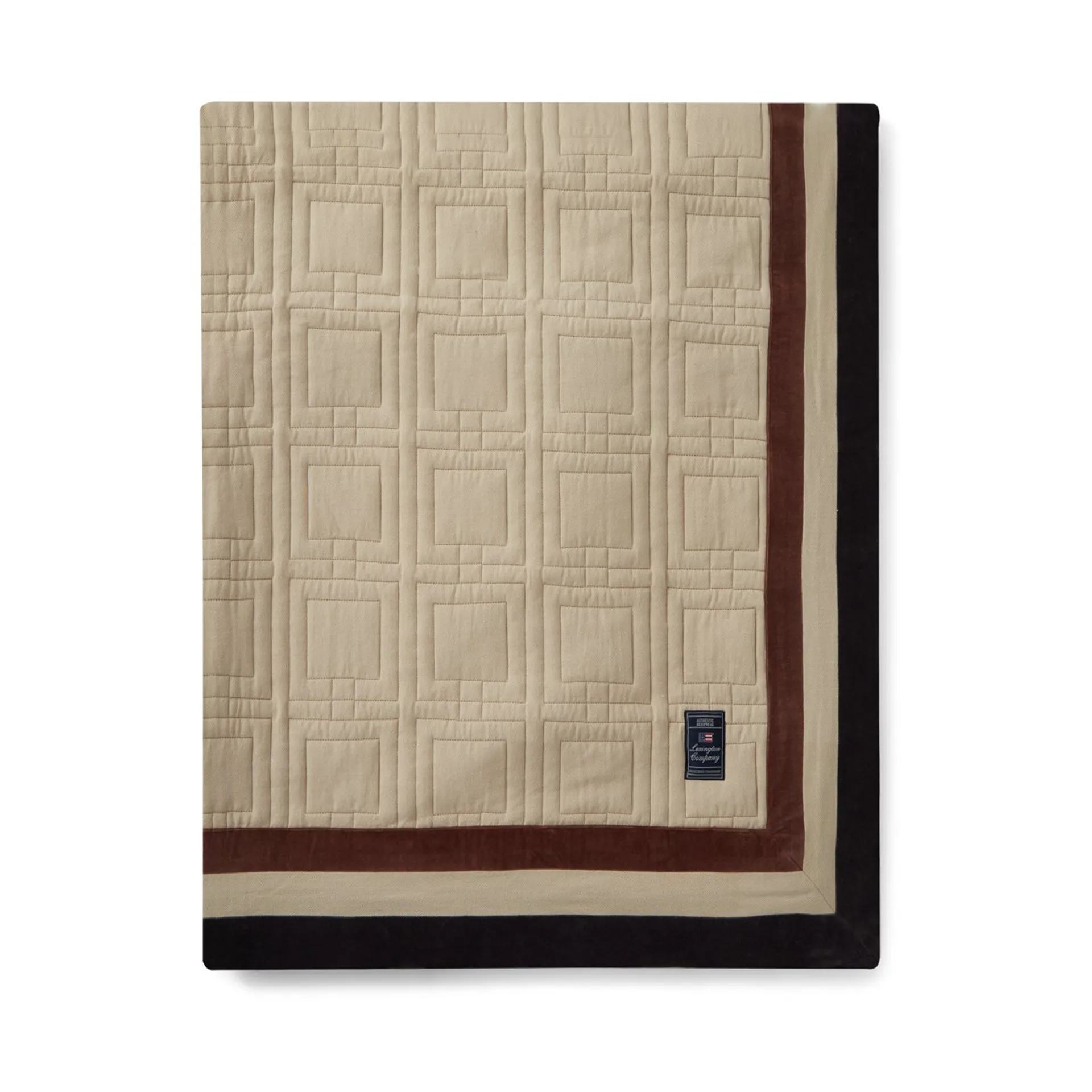 Graphic Quilted Organic Cotton överkast 160x240 cm, Light beige-brown-dark gray Lexington